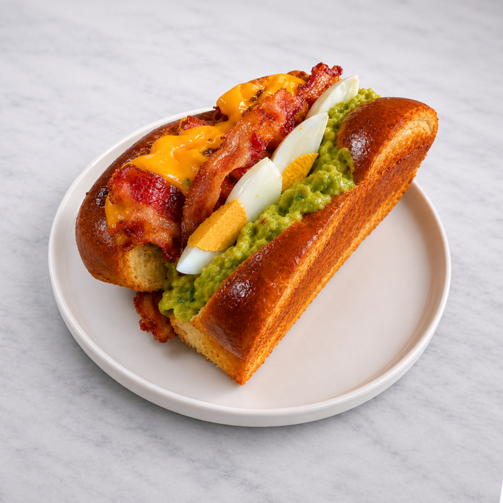 Brioche salée brunchy avocado bacon